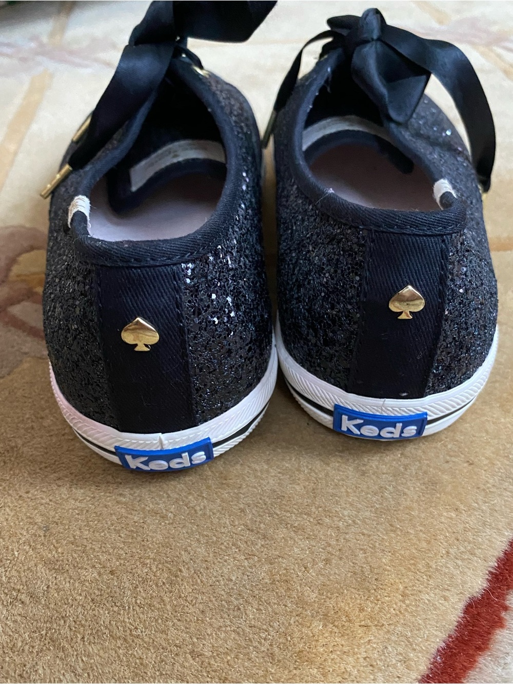 Kate Spade Keds Black Glitter New 8.5 - Picture 6 of 7